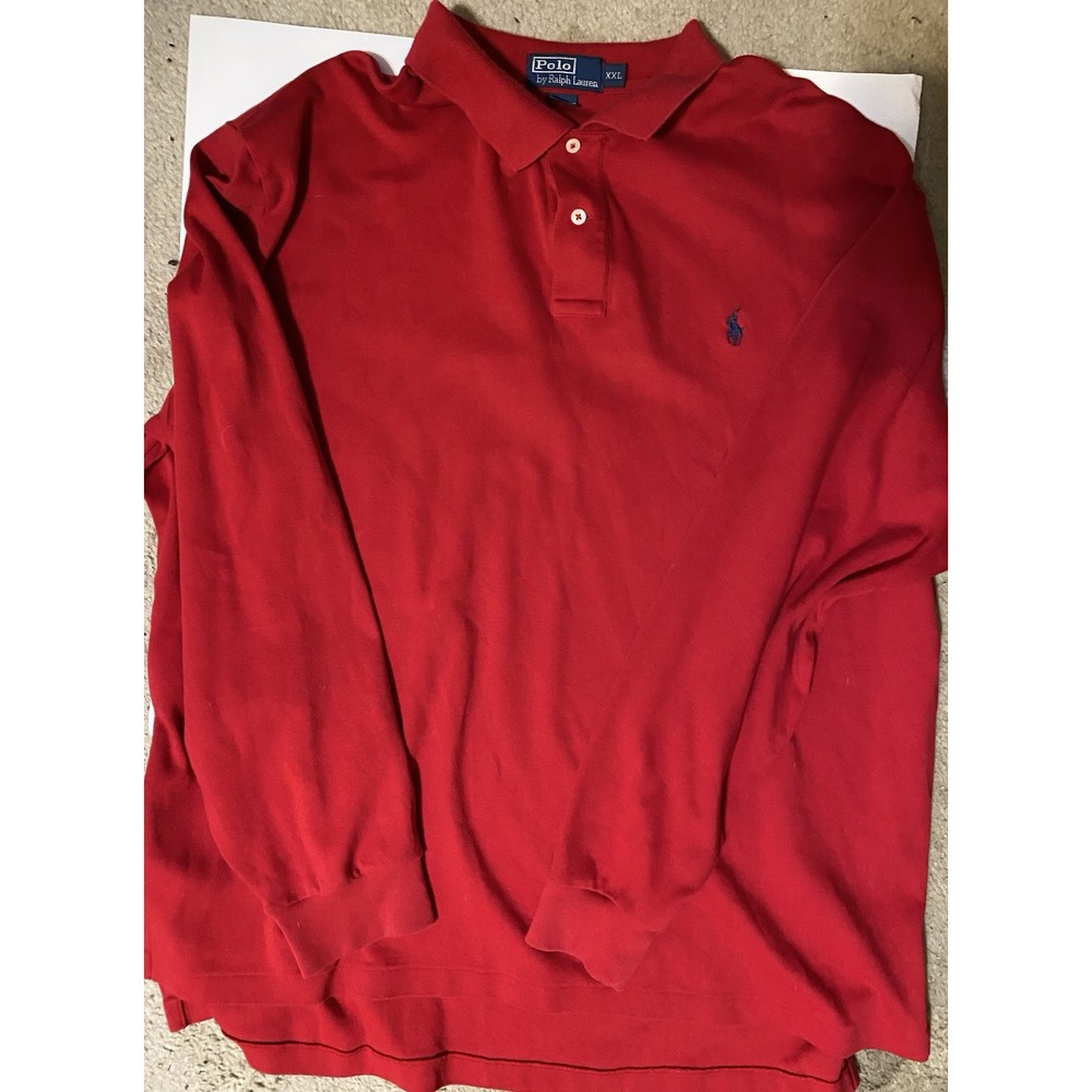 Polo Ralph Lauren Men's Long Sleeve Polo Shirt Red XXL Blue Pony Logo